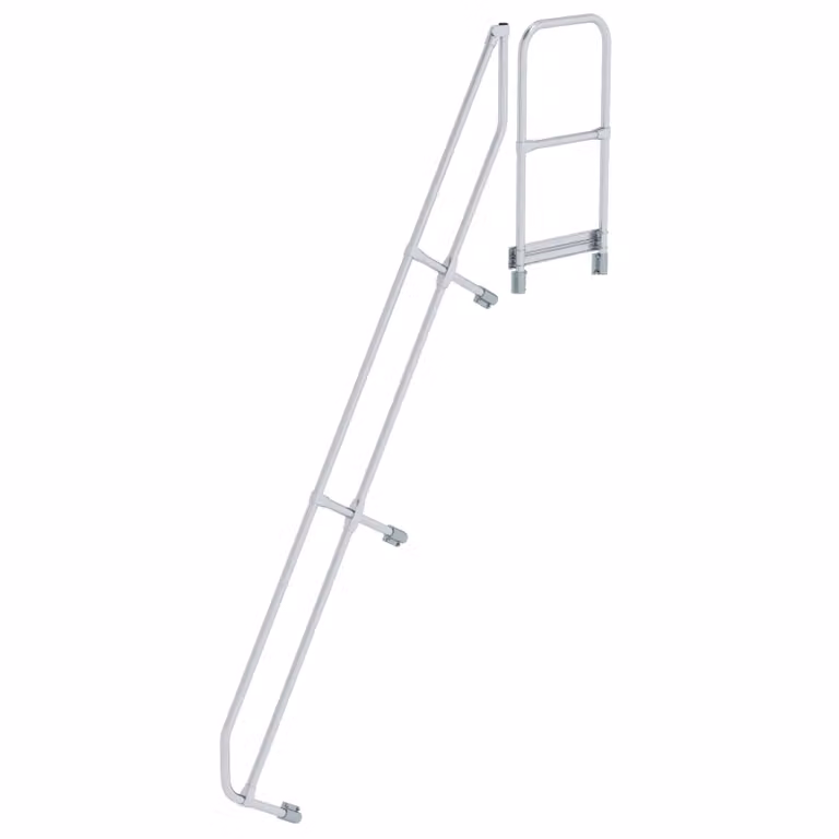 Scala con piattaforma a 60° secondo corrimano per 11 gradini inclinazione 60°