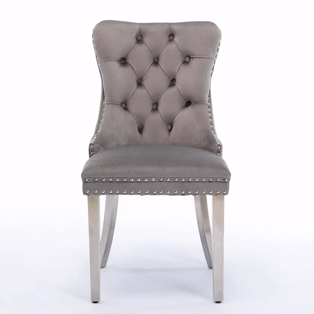 Set di 2 sedie Nikki Xylo in velluto grigio con gambe in legno e metallo – 2