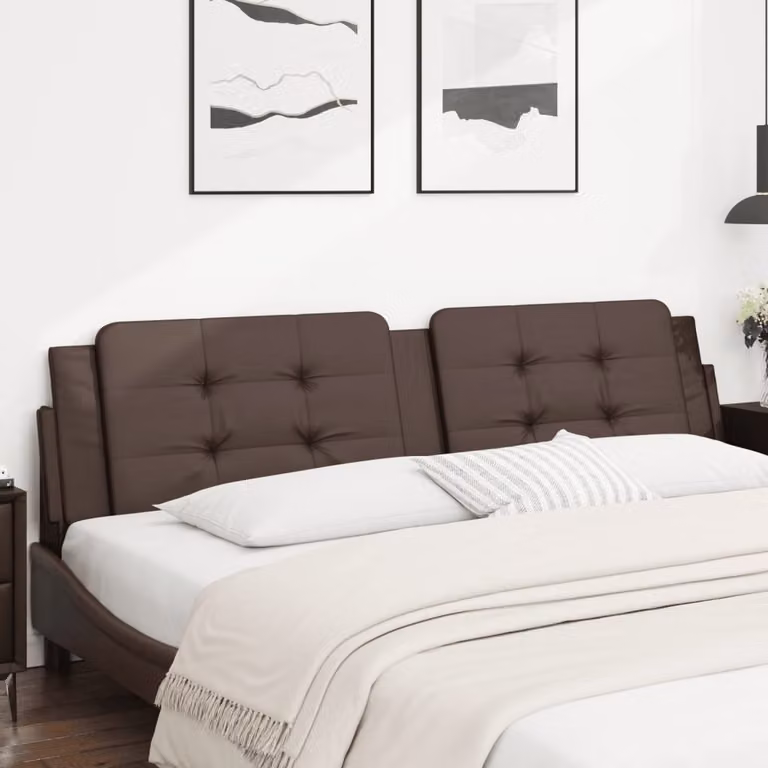 Testiera per letto imbottita vidaXL Zadar in similpelle marrone, Larghezza: 200 cm