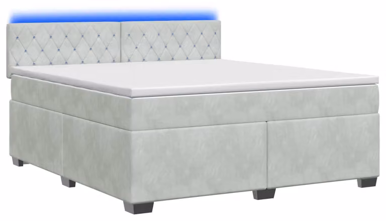Letto contenitore con rete e materasso, colore grigio chiaro, 140 x 190 cm, rivestito in velluto