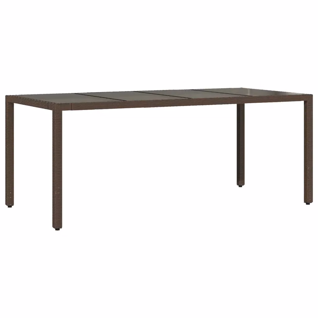 Tavolo da giardino rettangolare vidaXL in polyrattan marrone con piano in vetro L: 190 cm, P: 90 cm, H: 75 cm – 2