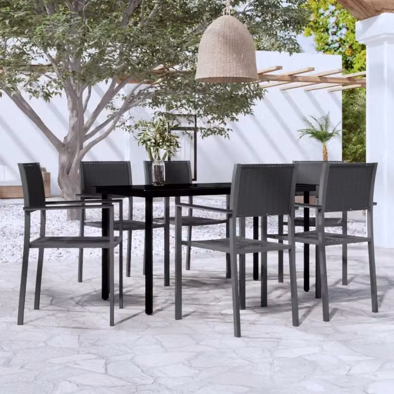 Maison Exclusive - Set da pranzo da giardino 7 pezzi nero