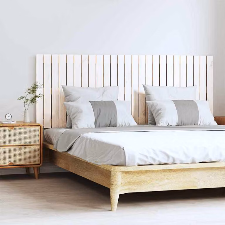 Testiera da parete vidaXL in legno massello di pino bianco, L 159,5 x P 3 x H 60 cm