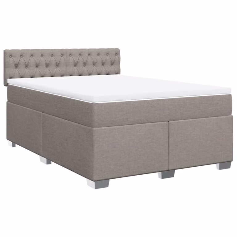 vidaXL Giroletto a Molle con Materasso in Tessuto Tortora L/P/H: 140 x 190 cm