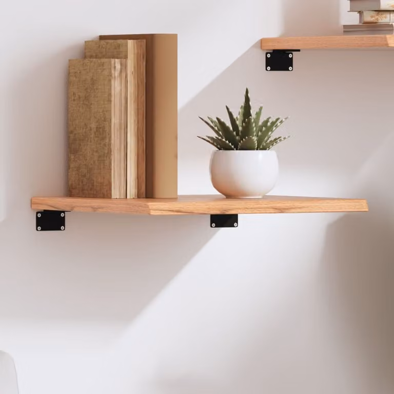 Ripiano da muro vidaXL in legno massello di rovere color marrone, stile rustico, L 40 cm x P 40 cm x H 2 cm