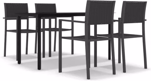 Set da Pranzo da Giardino 5 pz | Set Salotto da Giardino Nero