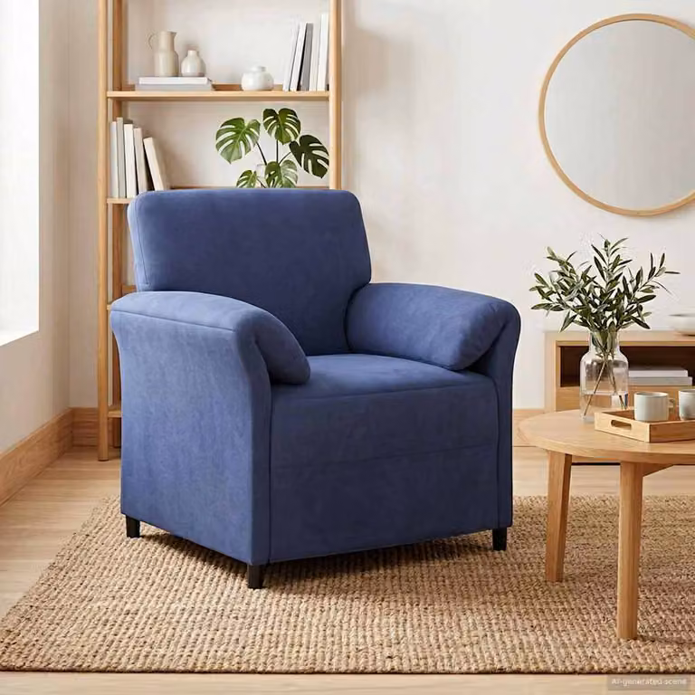 vidaXL Divano 1 posto in velluto Blu Polizia con struttura in metallo L: 88 cm, P: 83 cm, H: 95 cm