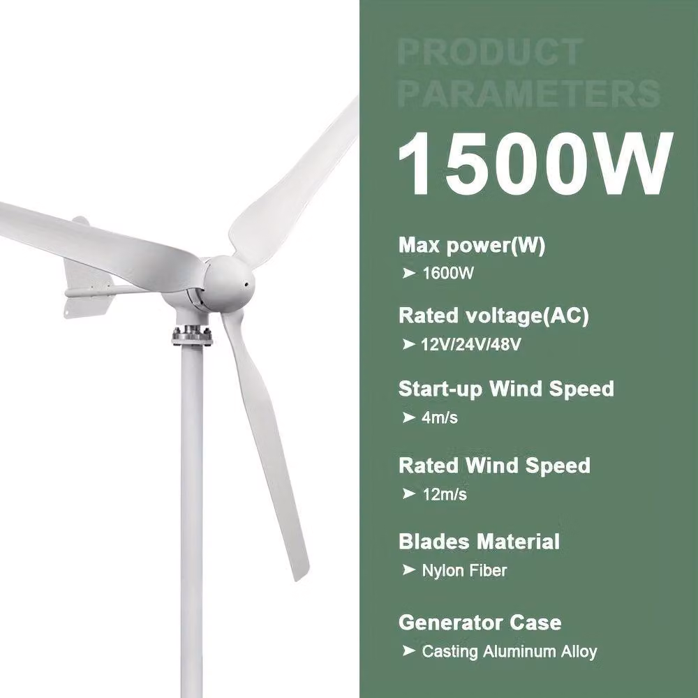 Turbina eolica - Generatore eolico - Sistema di produzione di energia eolica - Generatore di energia eolica - Potenza: 1500W