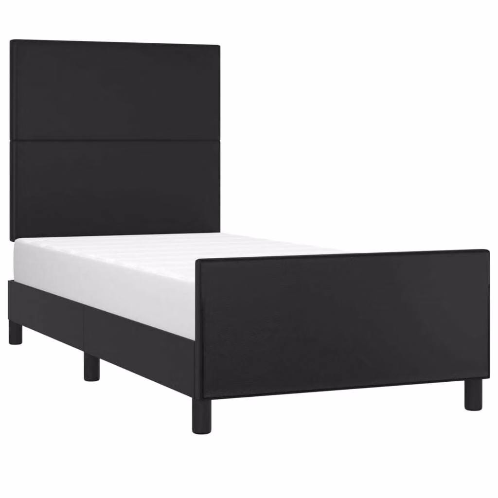 Giroletto con Testiera Nero 100x200 cm in Pelle finta