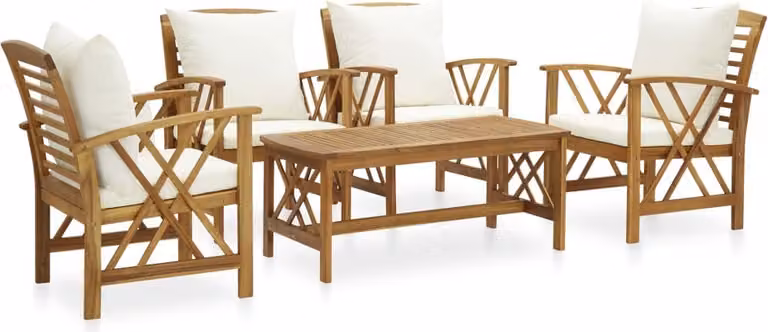 Maison Exclusive - Set Divani da Giardino 5 pz con Cuscini in Massello di Acacia