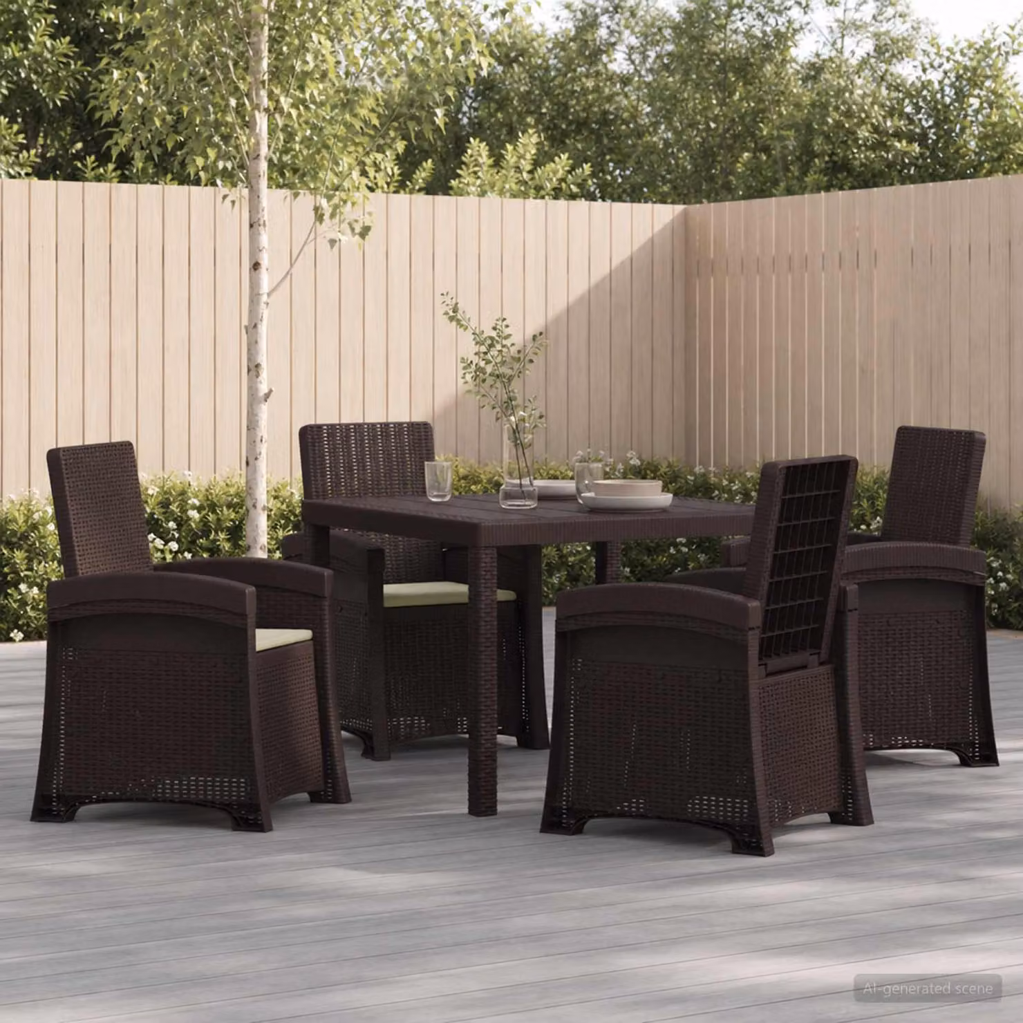 vidaXL Set da Pranzo per Giardino e Terrazzo in Polyrattan 5 Pezzi Marrone e Beige