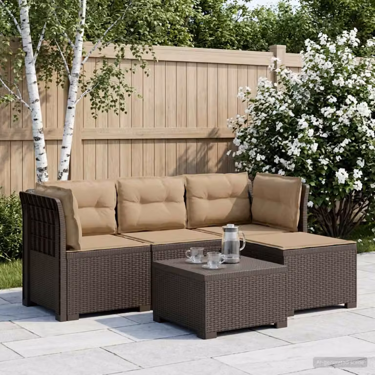 vidaXL Divano da giardino a L da 4 posti con cuscini in aspetto rattan e rivestimenti rimovibili