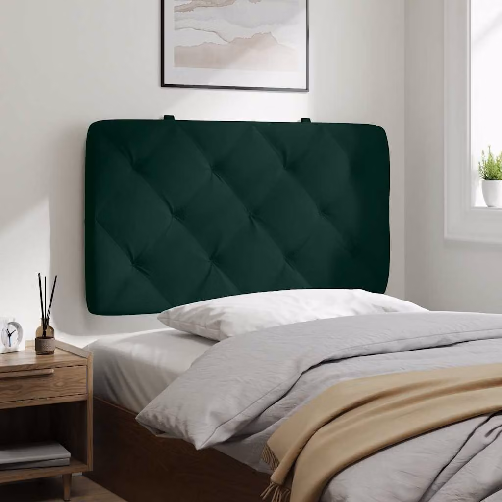 vidaXL Cuscino Testiera in Velluto Verde Scuro, Larghezza: 90 cm
