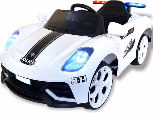 Macchina Elettrica della Polizia per Bambini 6V Police Bianca