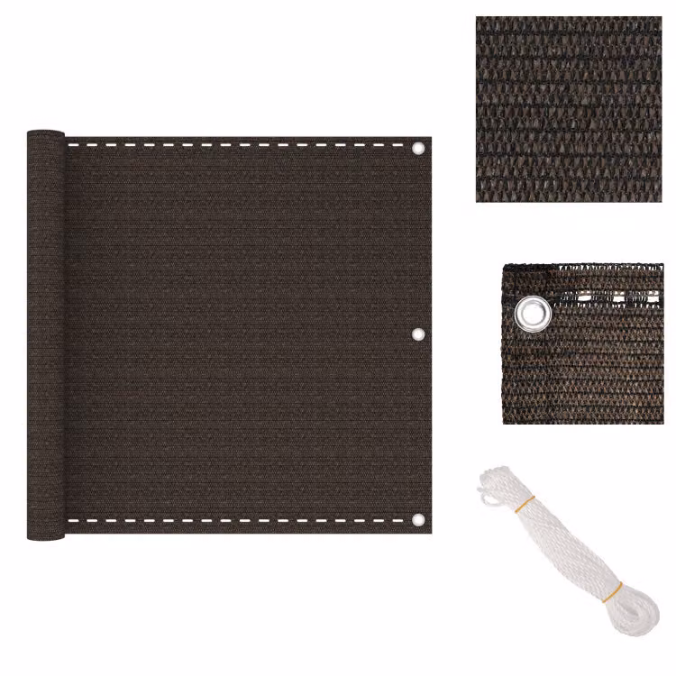 vidaXL Schermo per balcone, marrone, 90x400 cm, HDPE - Ombrelloni e protezioni solari
