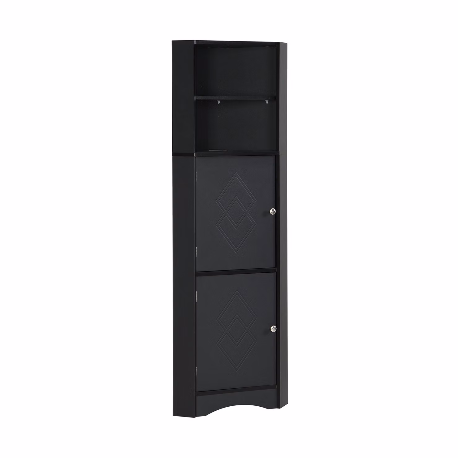 Armadio angolare da bagno Aosom Italy nero con ripiani regolabili e ante a battente, L/P/H: 36.5 x 36.5 x 155 cm – 2
