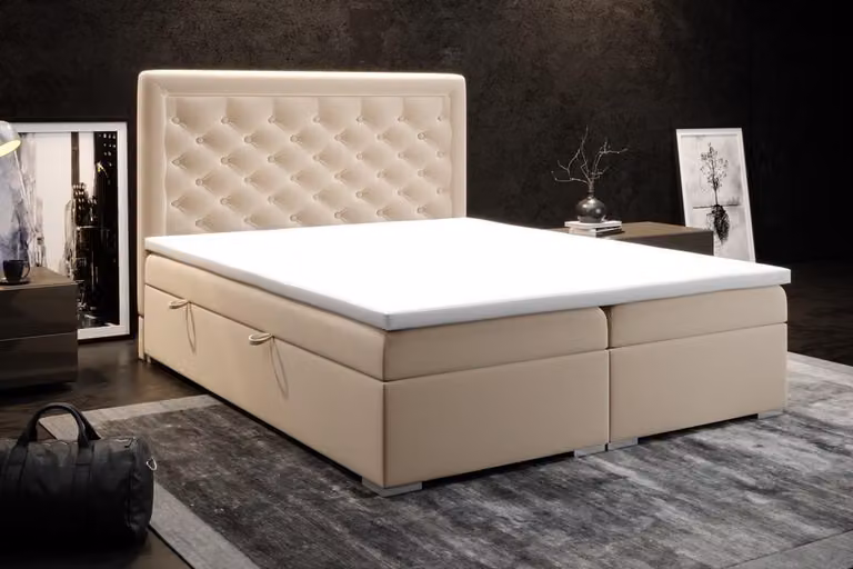 Chesterfield Boxspring Bett Hotel Doppel Luxus Betten Polster Kasten Funktion