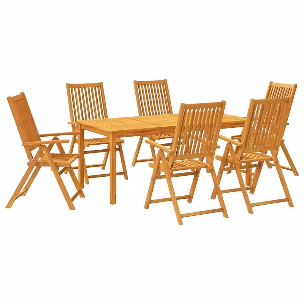 Set da pranzo da giardino vidaXL in legno di acacia marrone, 7 pezzi, L: 180 cm, P: 90 cm, H: 75 cm – 2