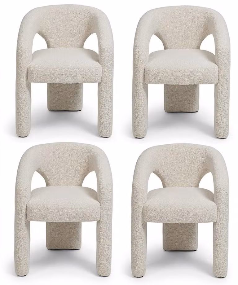 Set di sedie dal design moderno, colore bianco, tessuto confortevole, stabili ed eleganti