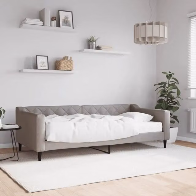 Divano Letto Moderno vidaXL in Tessuto con Materasso in Schiuma, Grigio e Beige, L/P/H: 223 x 90 x 67 cm – 1
