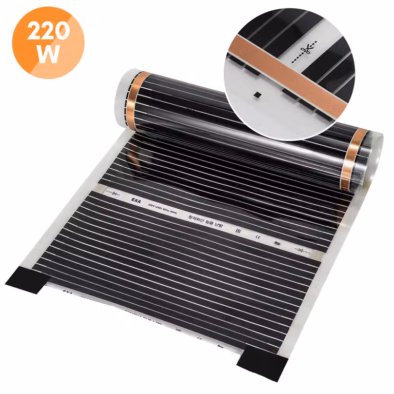 Foglio riscaldante Jopassy 220 Watt/m2, set di fogli riscaldanti, riscaldamento a pavimento adatto per 8m2, infrarossi-elettrico, LxL: 200x50cm (per pezzo)