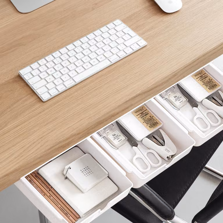 Solidchoice - 3 cassetti da utilizzare sotto la scrivania, organizer bianchi per ufficio