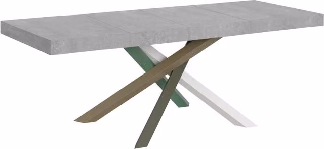 Tavolo allungabile Volta Premium in cemento grigio con telaio a X L/P/H: 90 x 180/284 x 77 cm – 1