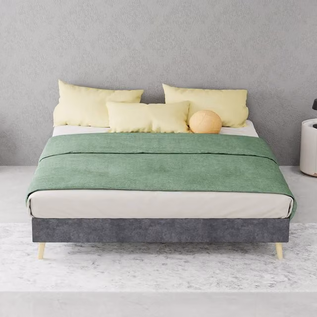 letto moderno in tessuto e metallo grigio 140 x 200 cm