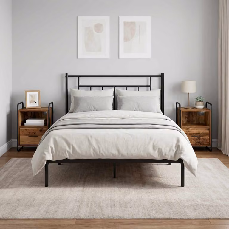Set di 2 Mobiletti da Letto Appesi vidaXL in Legno Antico, L 40 cm x P 30 cm x H 60 cm