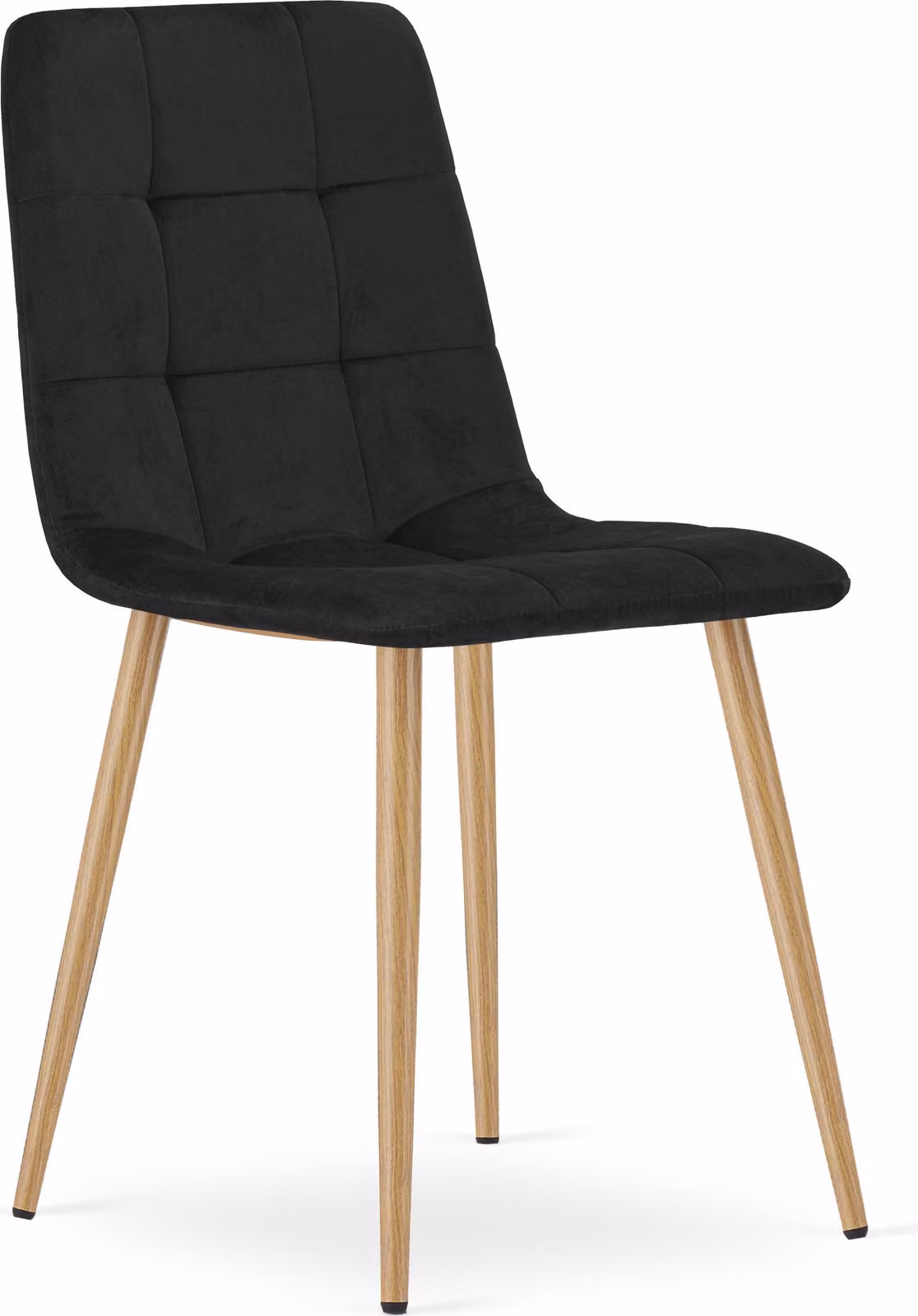 Sedia KARA - velluto nero / gambe in legno x 1