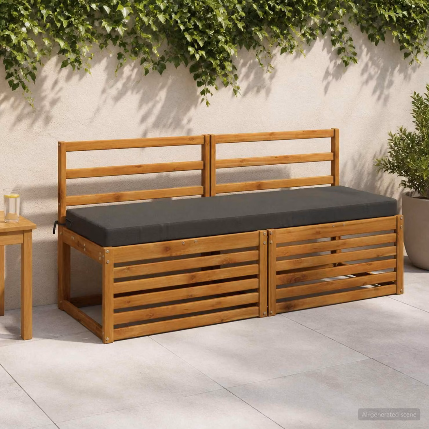 Set di 2 cuscini per panchina vidaXL SOEST in poliestere, colore grigio antracite, L 140 x P 50 x H 8 cm