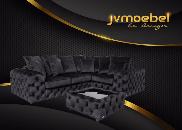 Chesterfield Ecksofa Eckcouch Polster Ecke Garnitur Couchen Sofa Couch Samt