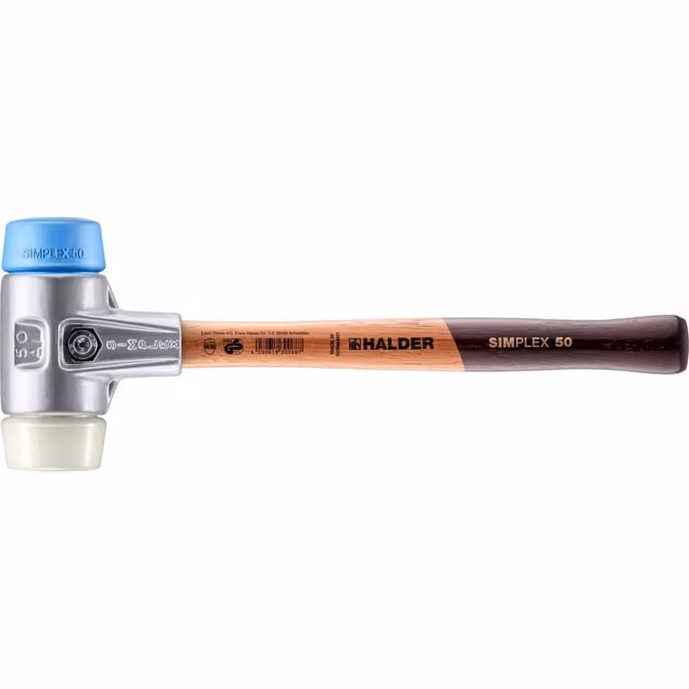 Mazza SIMPLEX soft-face con alloggiamento in alluminio e manico in legno, Ø 50, TPE-soft / nylon