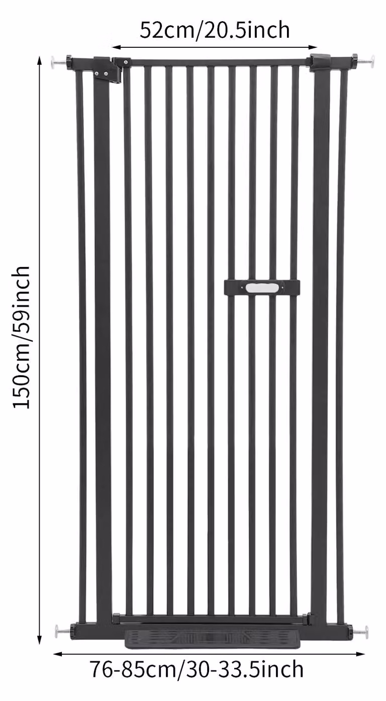 Recinzione di sicurezza per animali domestici, altezza 150 cm, larghezza regolabile da 76 a 85 cm, realizzata Acciaio al carbonio resistente, colore nero