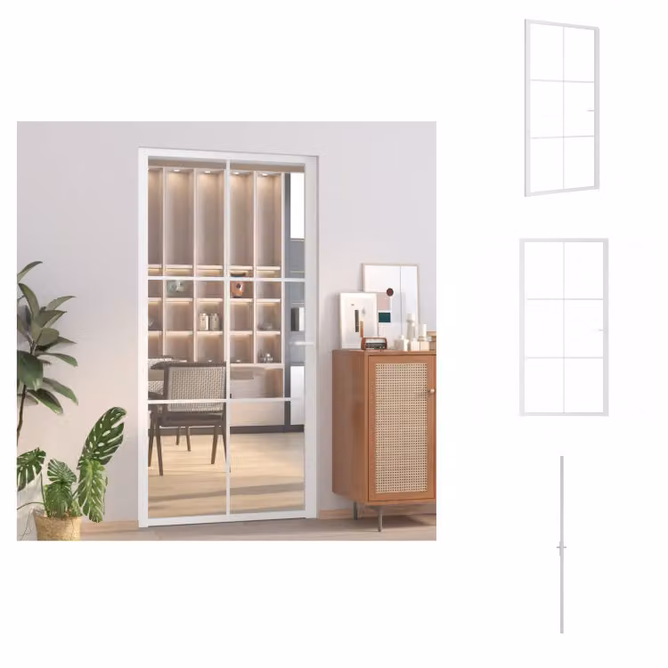 vidaXL Porta interna 102,5x201,5 cm Bianco ESG vetro e alluminio - Porte d'ingresso