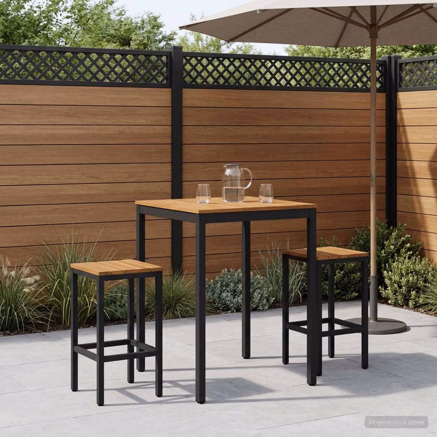 vidaXL Tavolo da Bar da Giardino NAARDEN in Legno di Acacia, Marrone e Nero, L/P/H: 60 x 80 x 105 cm
