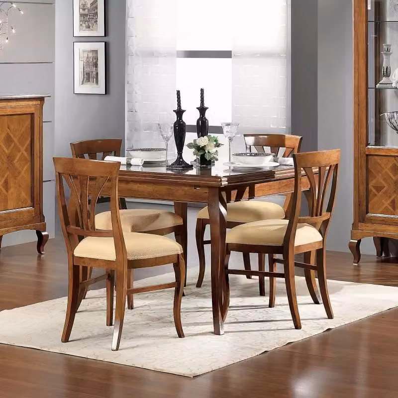 Tavolo quadrato allungabile classico in legno bassano marrone Mobili 2G L/P/H: 110 x 110 x 80 cm – 2