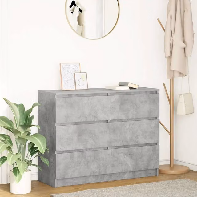 Credenza-Buffet-Armadio da cucina Grigio Cemento 100x35x76 cm in Legno Multistrato