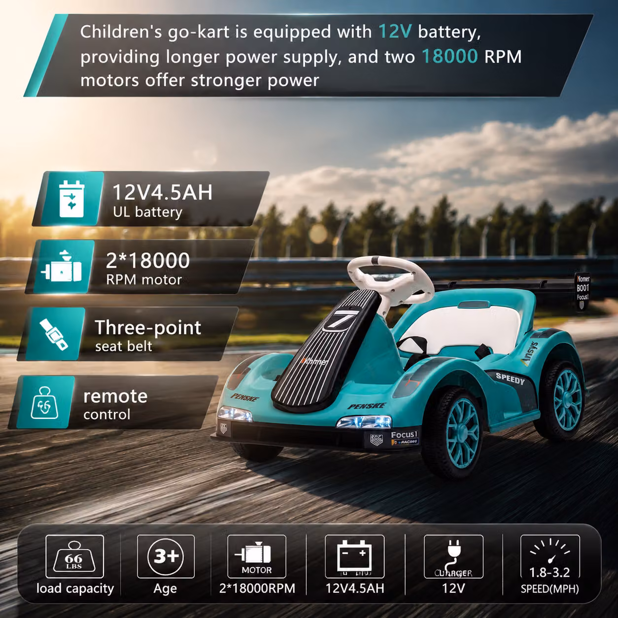 Auto elettrica per bambini Aosom Verde con marcia avanti/indietro regolabile e 2 velocità, L/P/H: 81 x 50,5 x 45 cm – 2