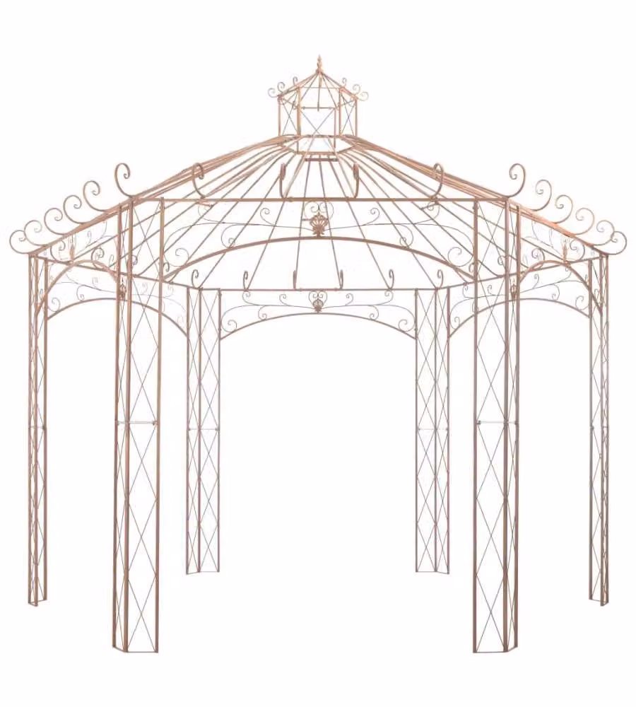 Padiglione da Giardino Marrone Anticato 4 m in Ferro