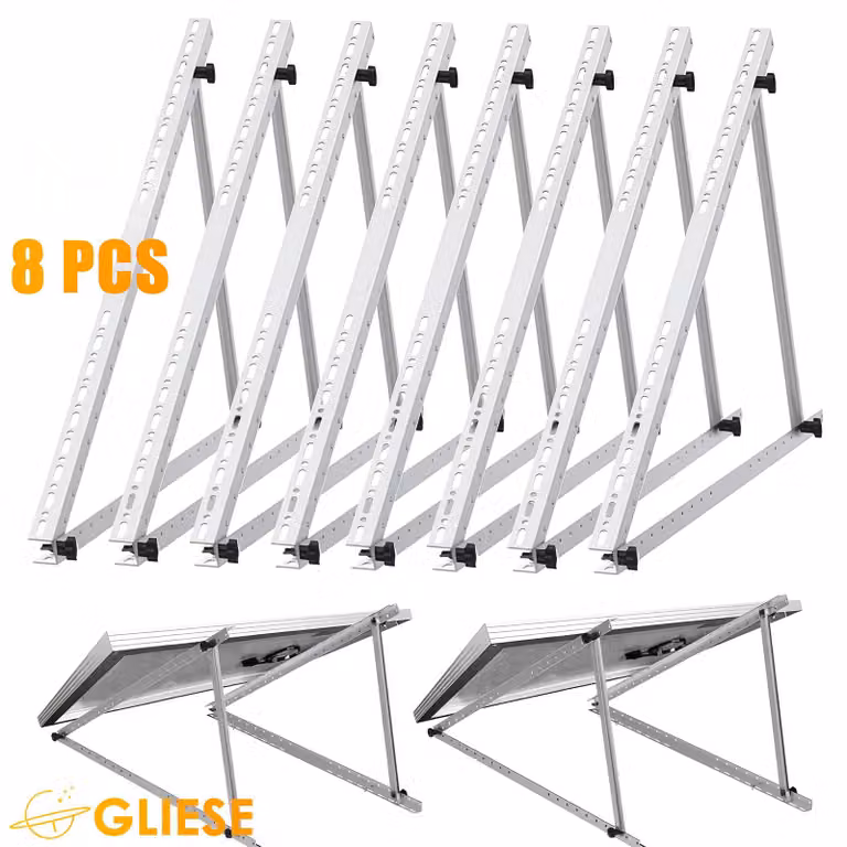 8 pezzi di elevazione fotovoltaico 118cm supporto fotovoltaico balcone centrale elettrica tetto piatto per 4 moduli solari