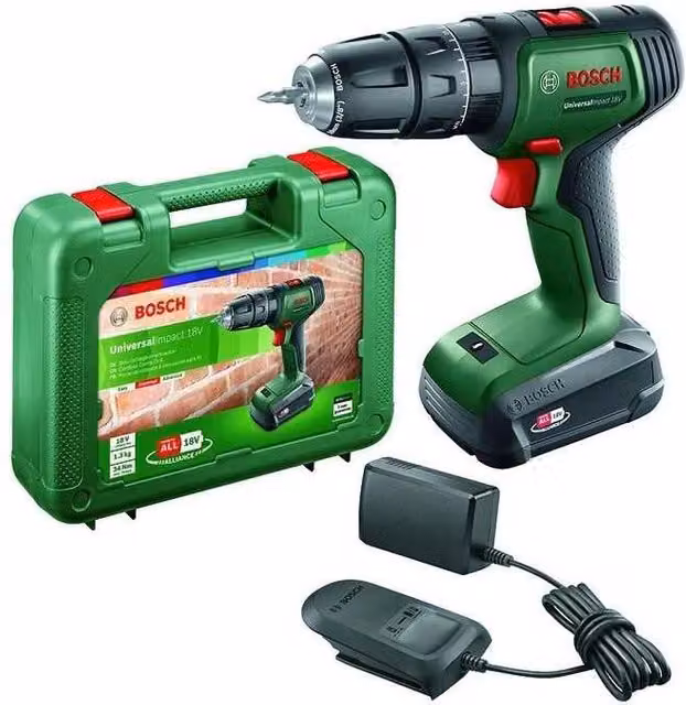 Trapano a percussione Bosch Universal Impact 18V verde con batteria ricaricabile