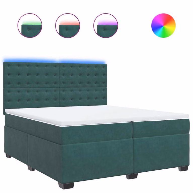 Giroletto a Molle con Materasso Verde Scuro 200x200 cm Velluto