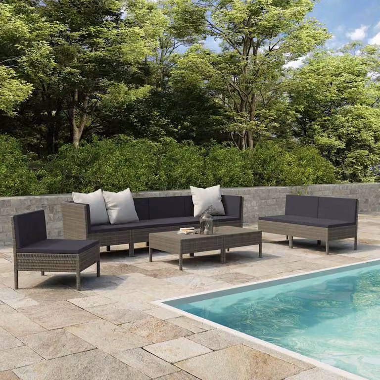 vidaXL Set Divani da Giardino 9 pz con Cuscini in Polyrattan e Struttura in Acciaio Antracite