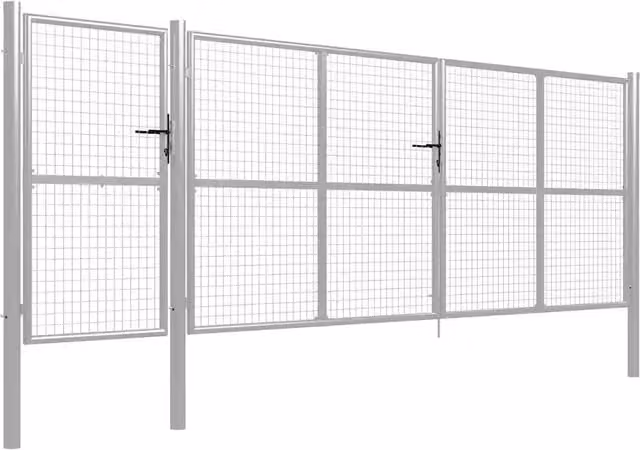 Cancello singolo da giardino vidaXL in acciaio color argento L: 500 cm, H: 150 cm