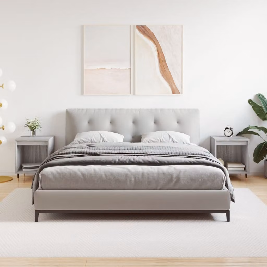 Set di 2 comodini sospesi vidaXL in legno e metallo, colore grigio, L 40 cm x P 35 cm x H 50 cm