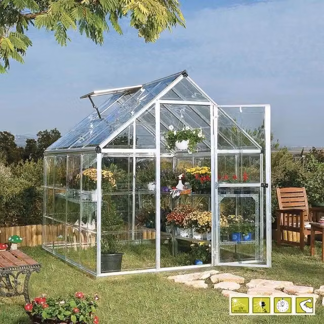 Serra da Giardino Rama Doritis Maxi in Alluminio Argento con Pannelli in Policarbonato Trasparente L: 209 cm, P: 185 cm, H: 185 cm