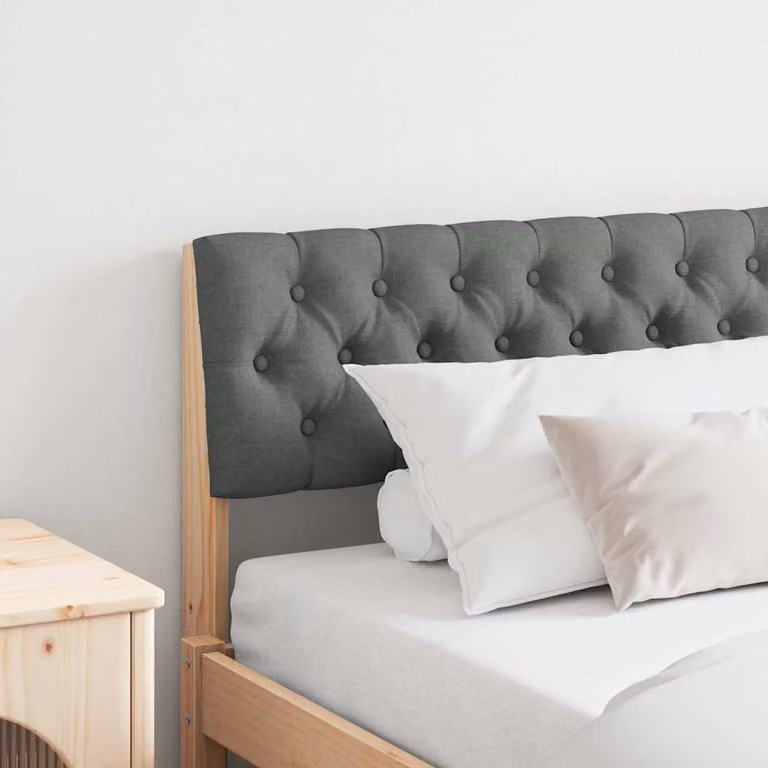 Testiera imbottita vidaXL in pino massello e tessuto Grigio scuro 180 cm