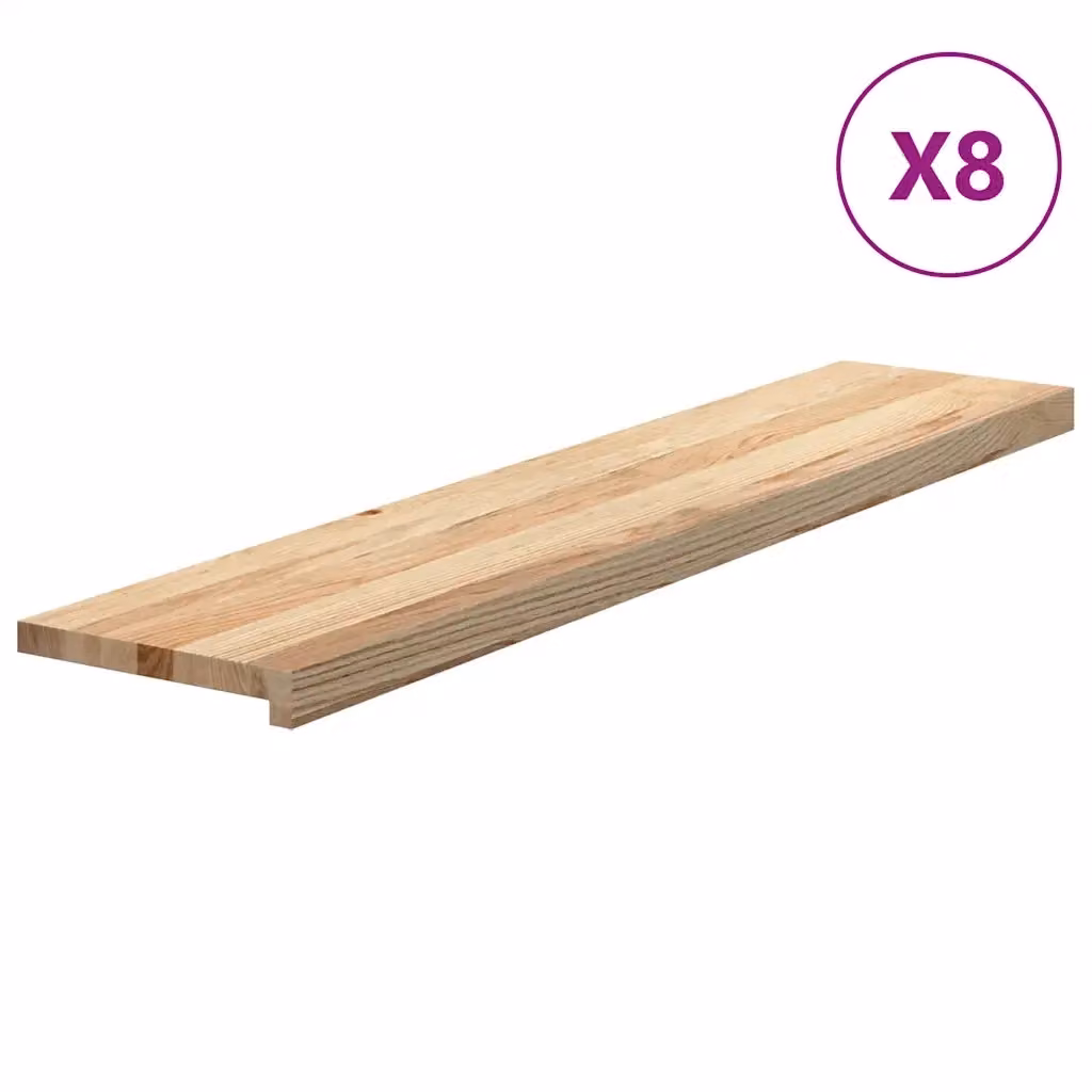 Set di 8 gradini in rovere massello non trattato vidaXL, colore marrone, L 120 cm x P 30 cm x H 2 cm – 2