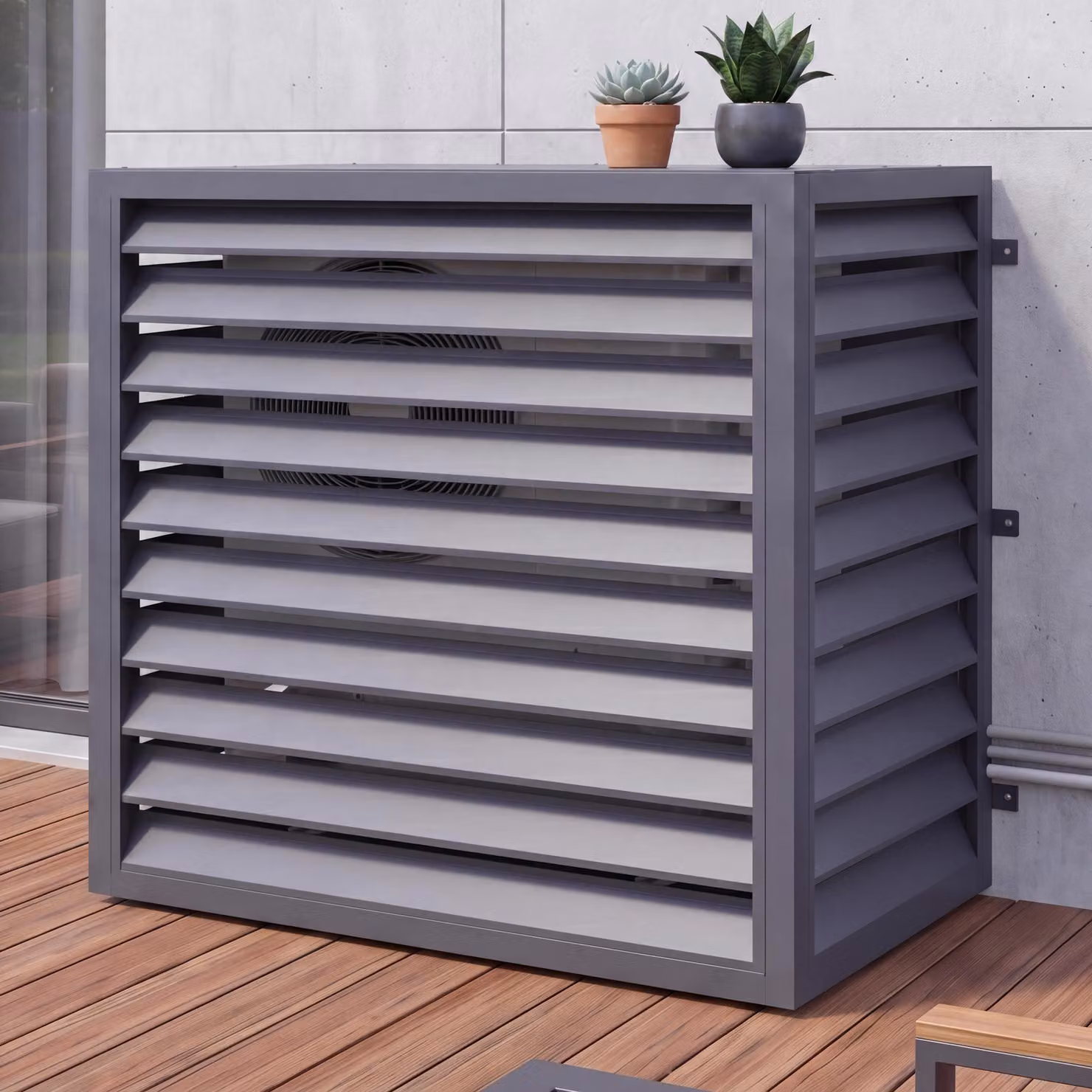 Copertura per impianto di climatizzazione/scambiatore di calore HWC-O43, copertura per griglia di protezione, metallo 111x127x65 cm ~ antracite